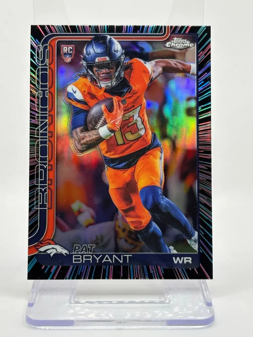 2025 Topps Chrome Pat Bryant Rookie Neon Pulse Refractor SP Denver Broncos RC